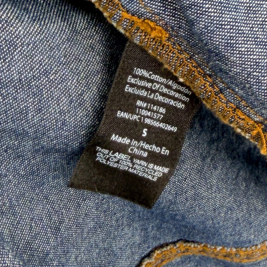 Frye Blue 100% Cotton Button Front Pocket Denim Mini Shirt Dress
