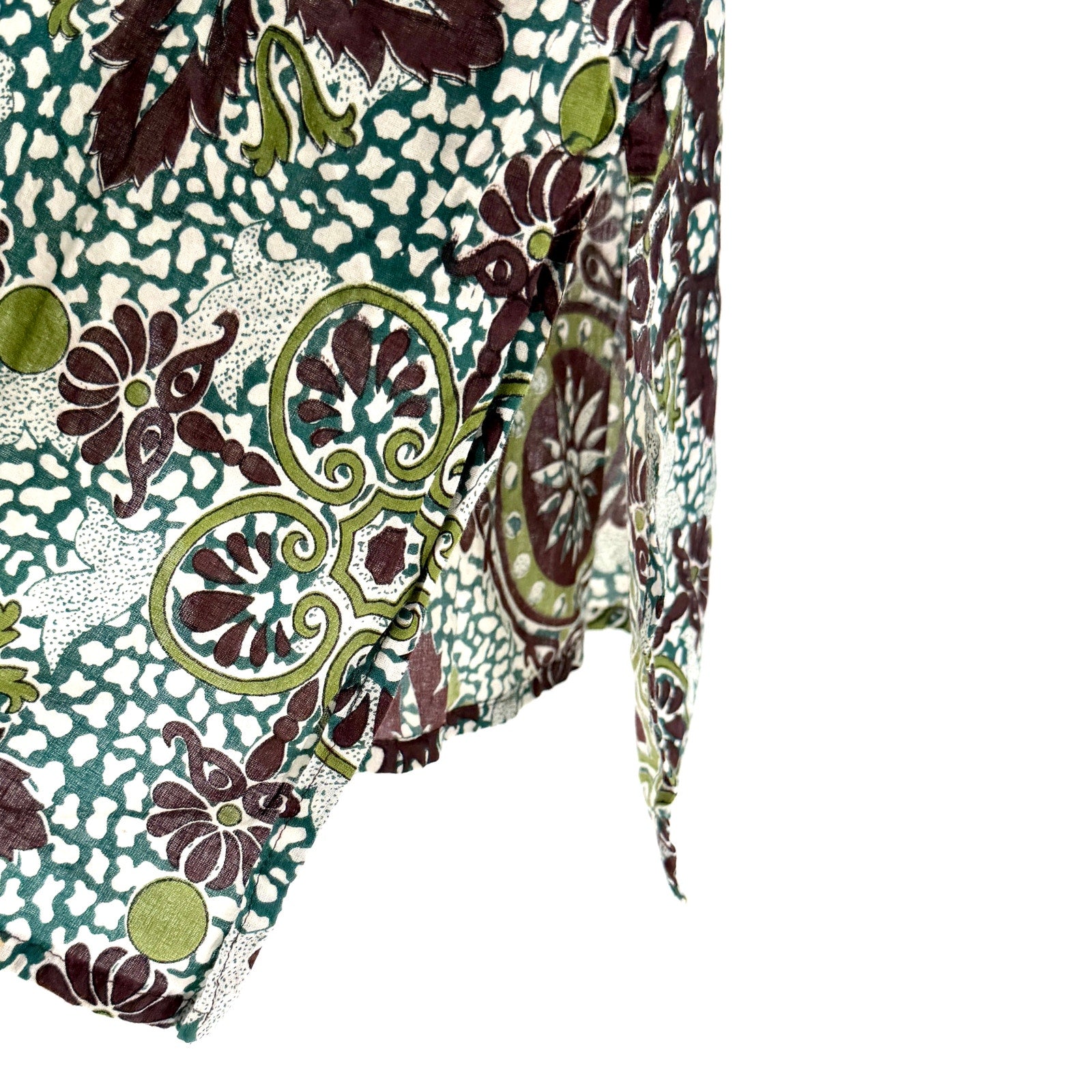 Green Maroon 100% Cotton Floral Embroidered Kurta Tunic