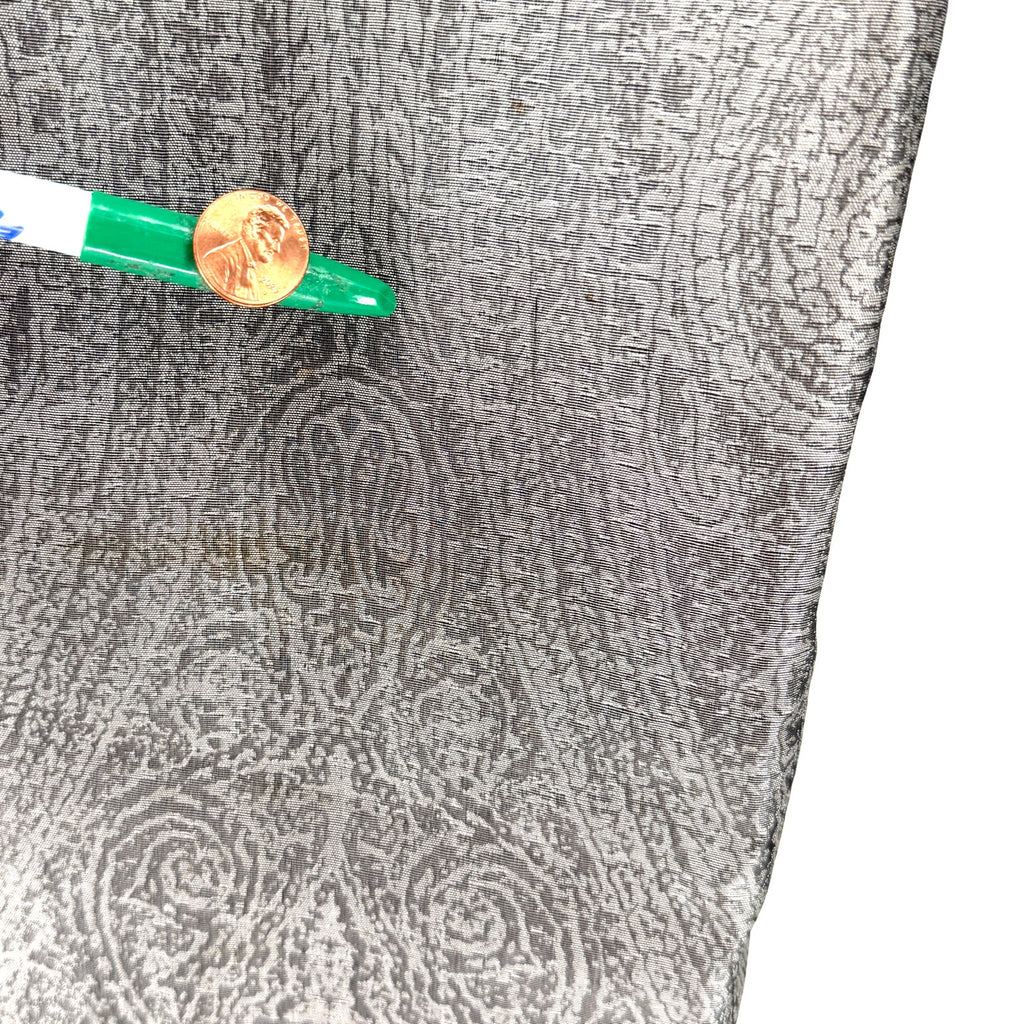 Vintage 90s Kay Unger Silver 100% Silk Paisley Back Slit Maxi Pencil Skirt