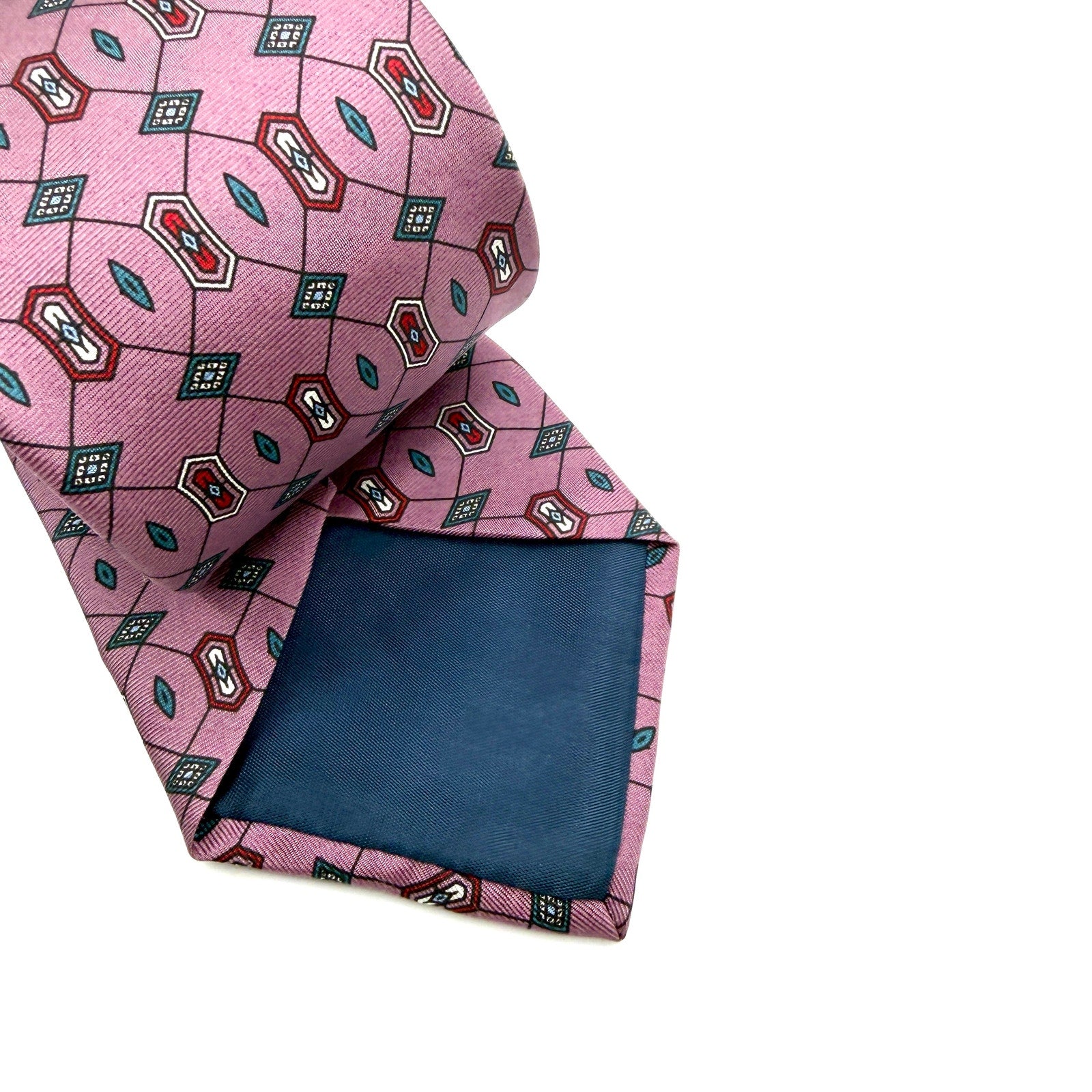 Vintage 90s Charles Jourdan Purple 100% Silk Geometric Necktie