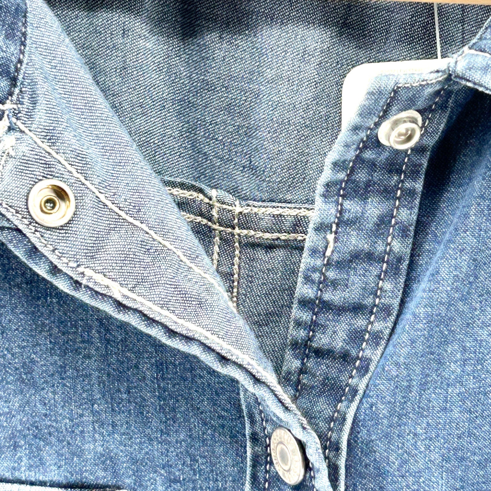 NEW Levi's Blue Denim Chambray Snap Button Western Long Sleeve Shirtdress