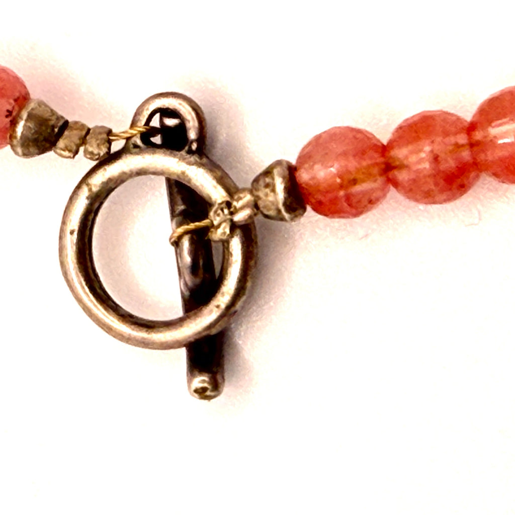 Vintage 90s Gale Self Sterling Rutilated Strawberry Quartz Choctaw Necklace
