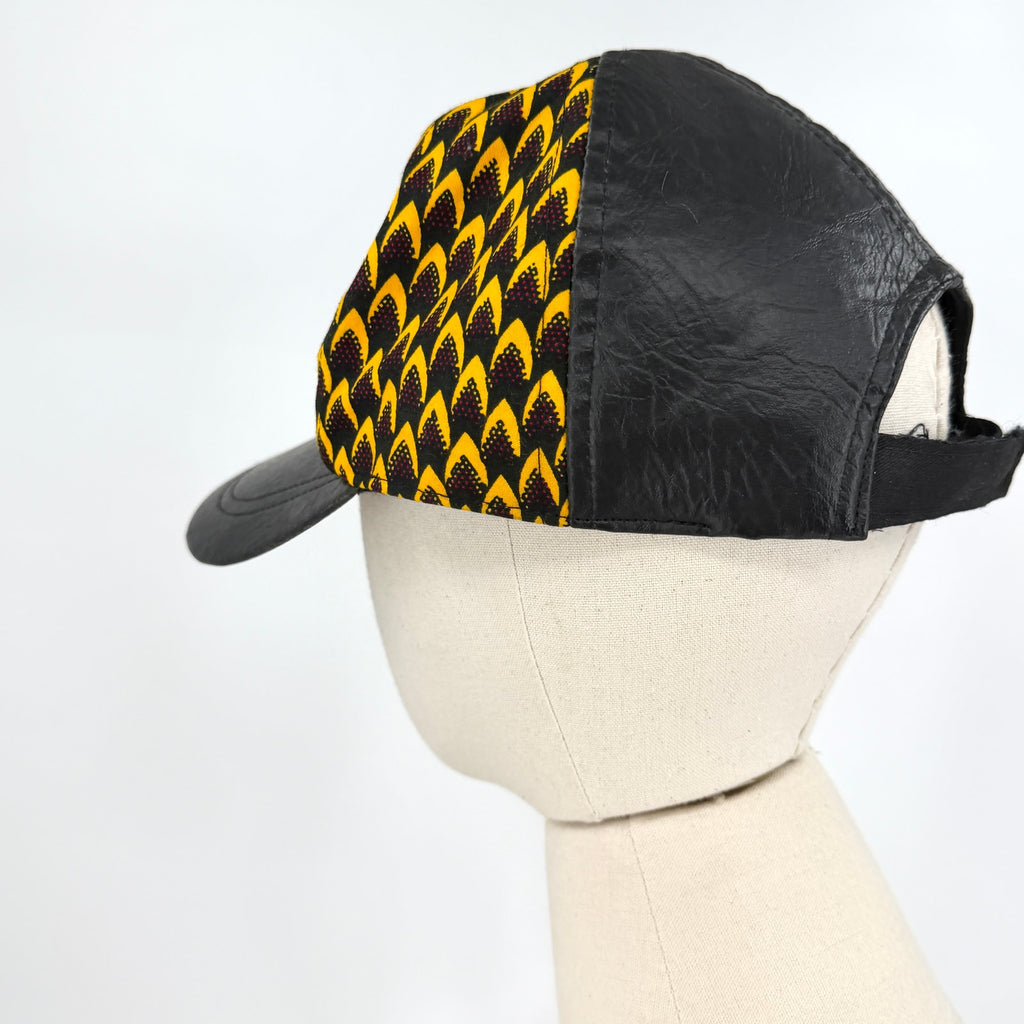 Yellow Black Ankara 100% Cotton Fabric Customized Baseball Cap
