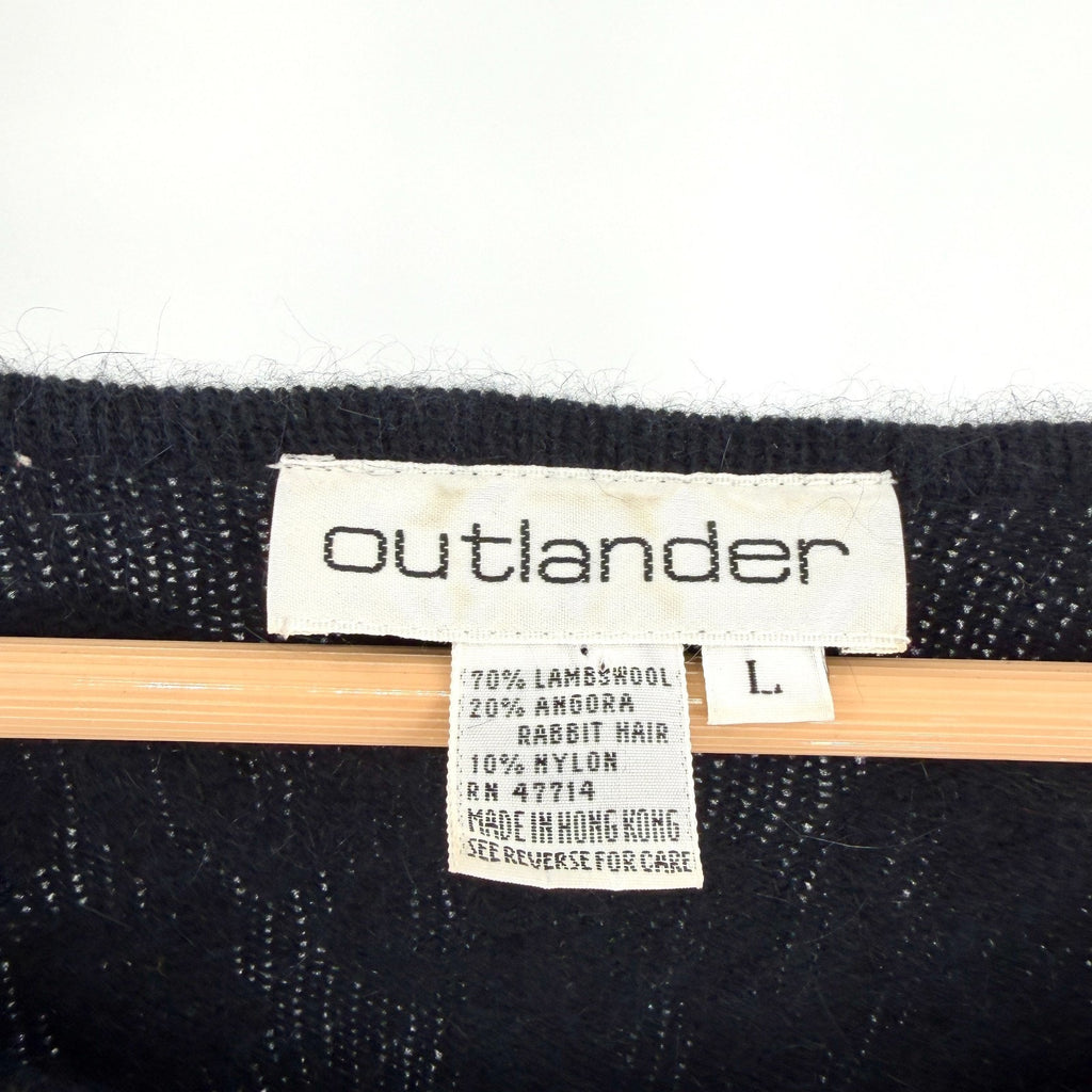 Vintage 80s Outlander Black Tonal Soutache Embroidered Sweater