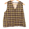 Vintage 90s Handmade Brown Yellow Plaid Zip-Front Vest Blouse