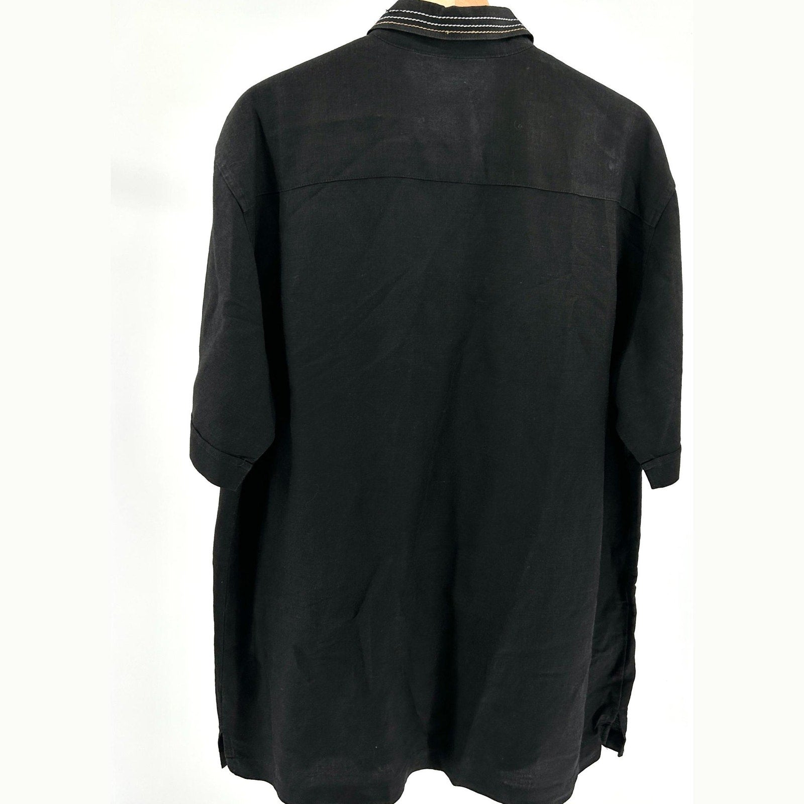 Cubavera Black Lightweight Woven Bowling Shirt