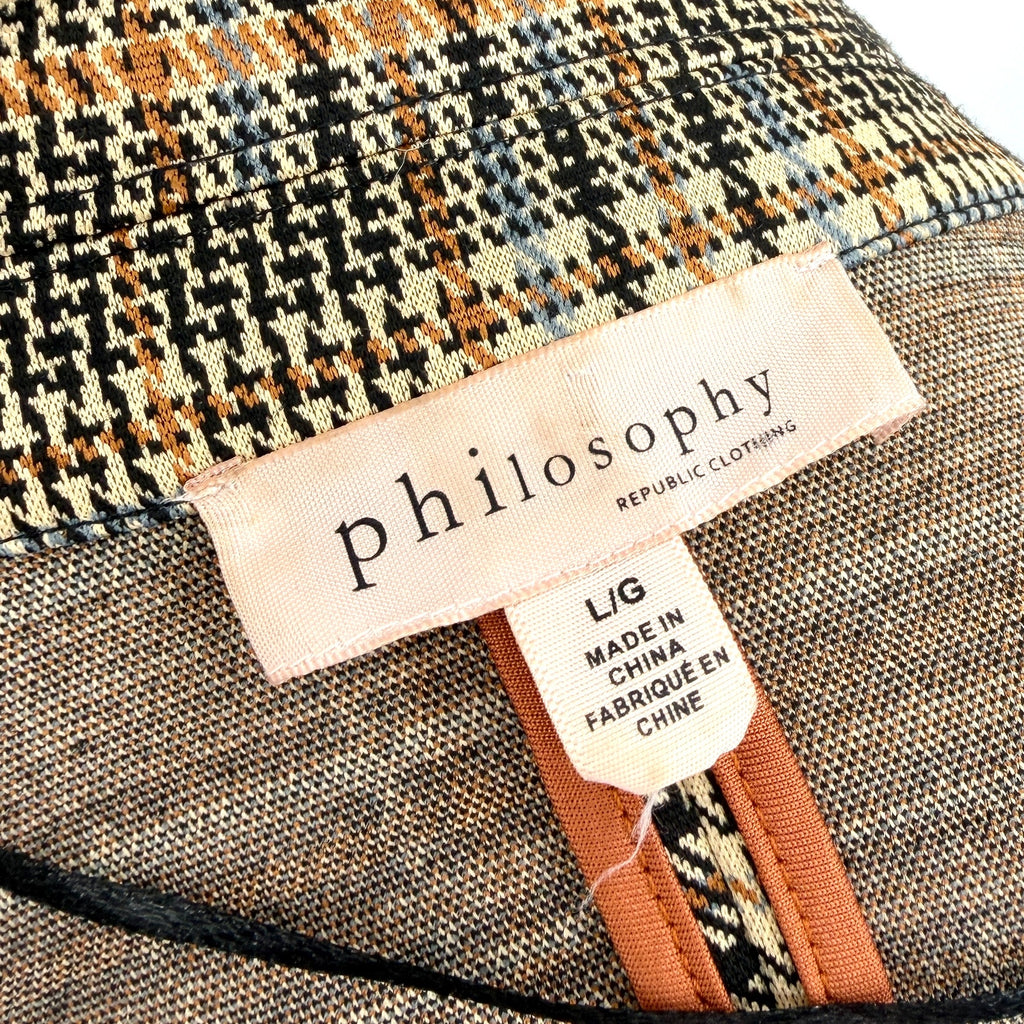 Philosophy Republic Clothing Brown Plaid Longline Blazer