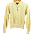 Vintage 90s Lands' End Pastel Yellow 100% Cotton Henley Knit Sweater