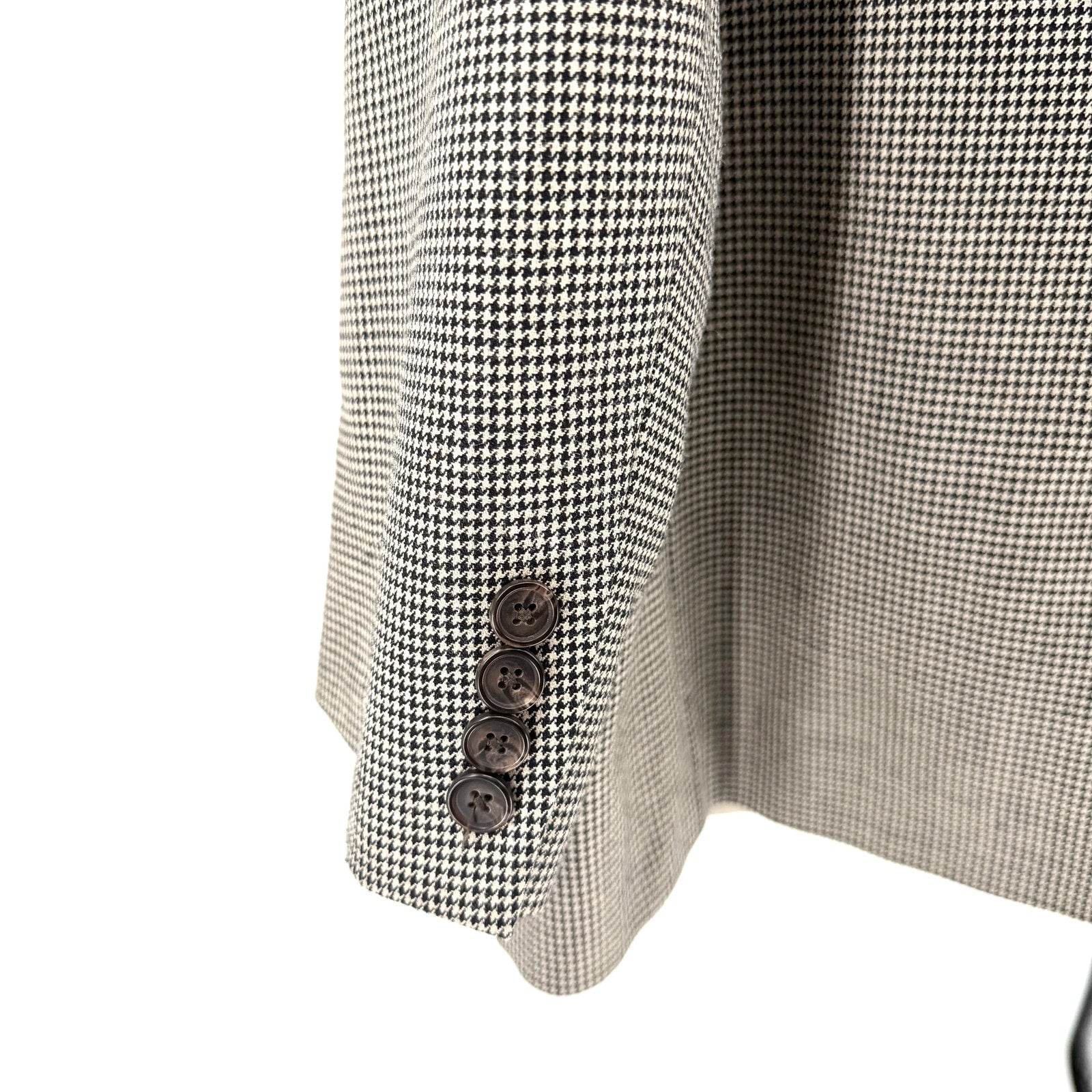 Lauren Ralph Lauren Black Tan Houndstooth Silk Wool Menswear Blazer