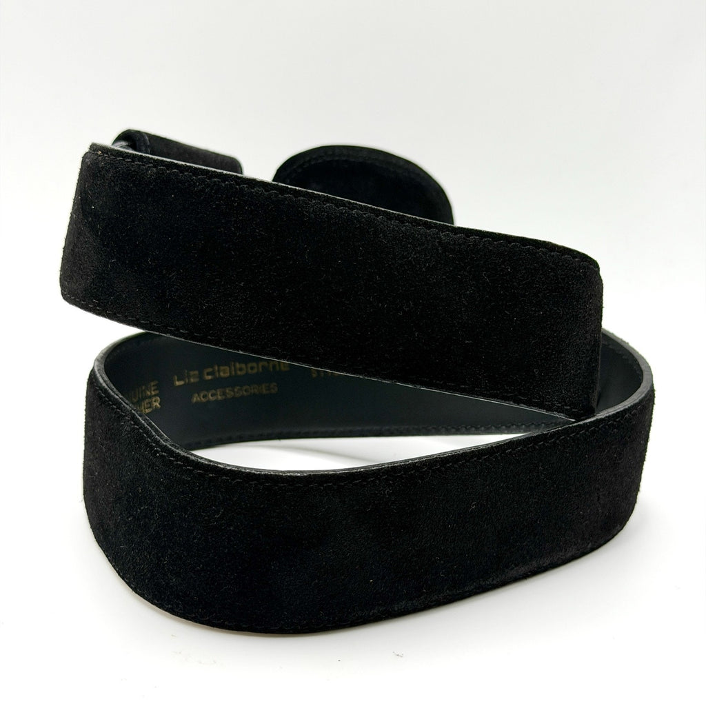 Vintage 90s Liz Claiborne Black Suede Wide Statement Belt