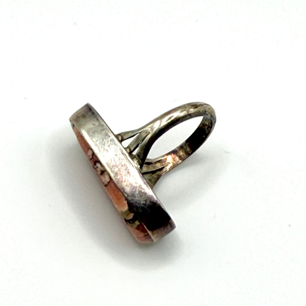 Vintage 90s Signed DMW Pink Sterling Silver Southwestern Statement Ring