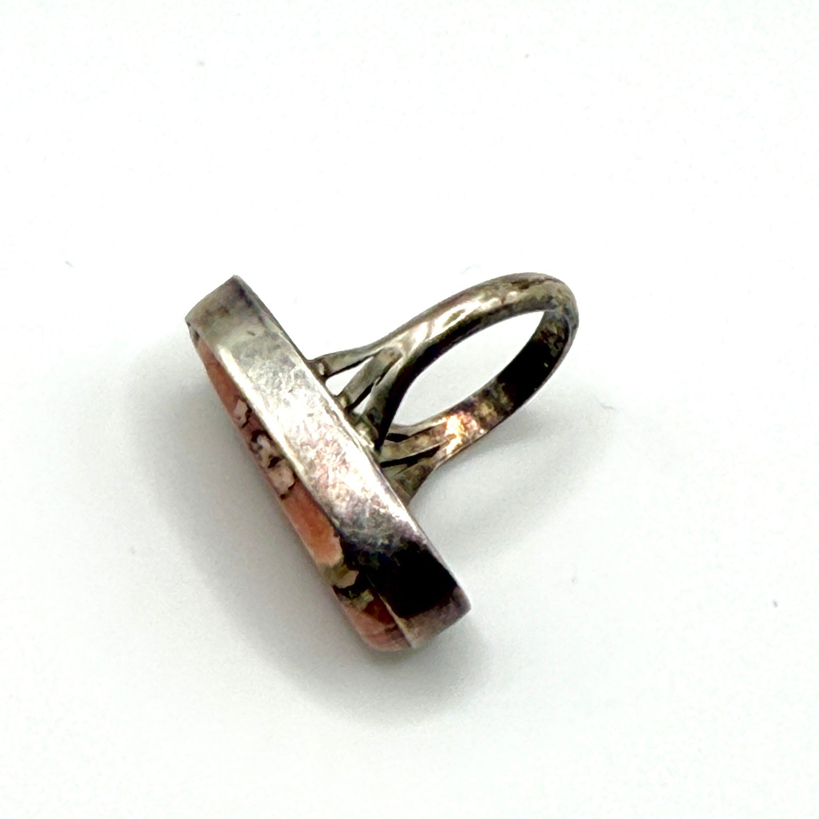 Vintage 90s Signed DMW Pink Sterling Silver Southwestern Statement Ring
