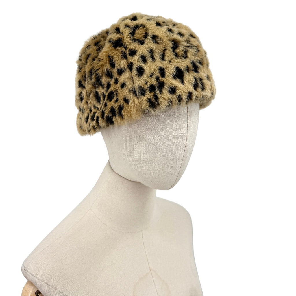 San Diego Hat Company Brown Black Leopard Faux Fur Winter Cloche Hat
