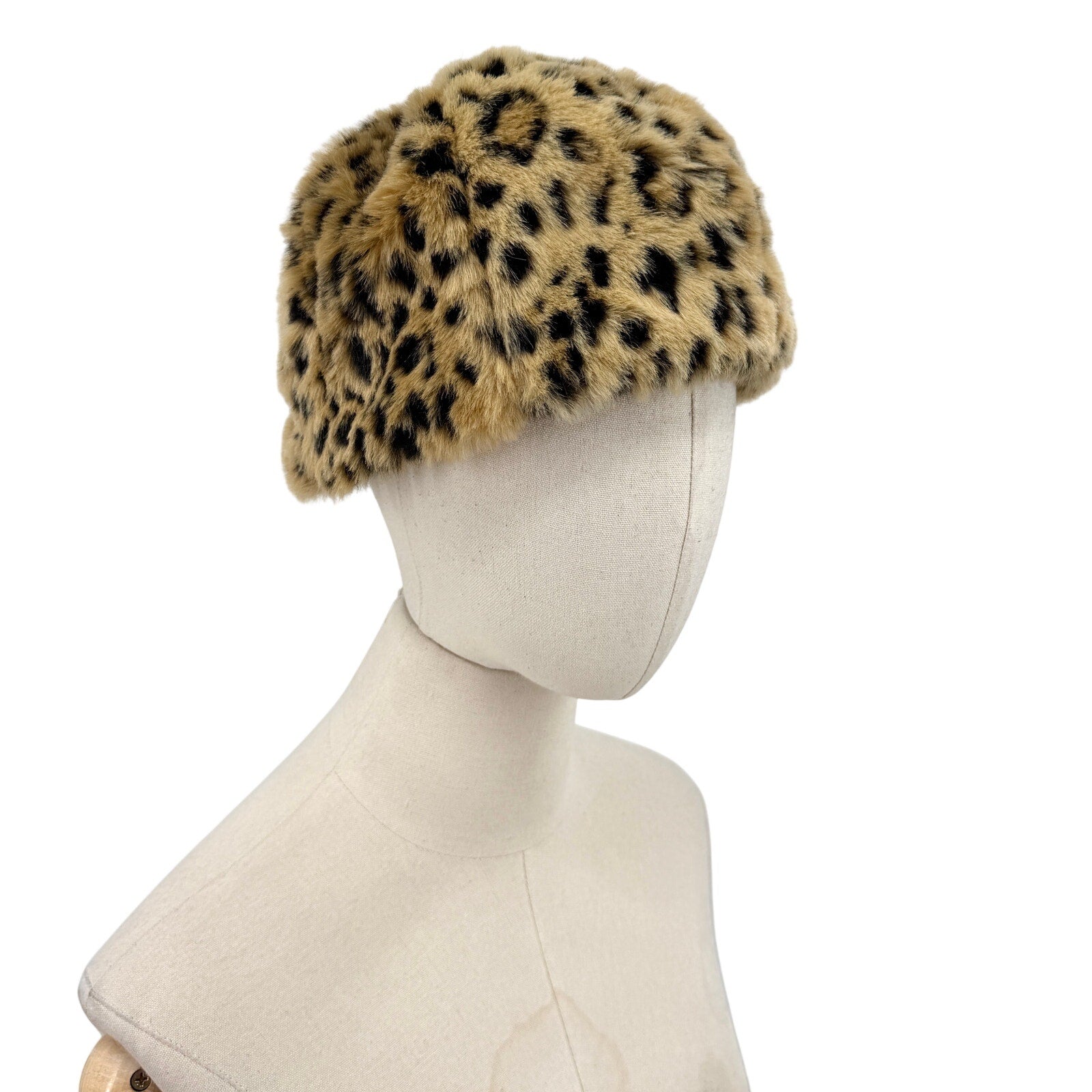 San Diego Hat Company Brown Black Leopard Faux Fur Winter Cloche Hat