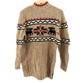 Vintage 90s Eddie Bauer Tan Red Fair Isle Reindeer Silk Blend Sweater