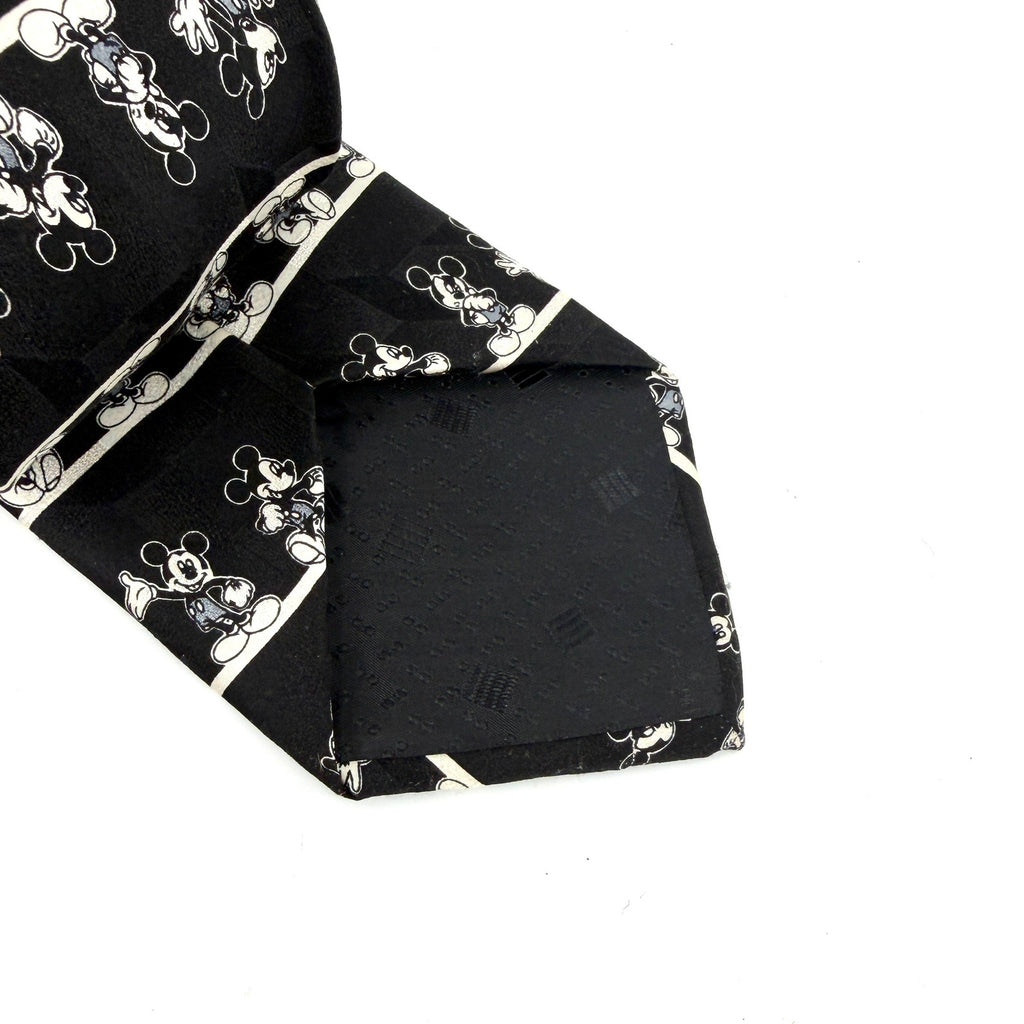 Vintage 90s Mickey Unlimited Black 100% Silk Mickey Mouse Traditional Necktie