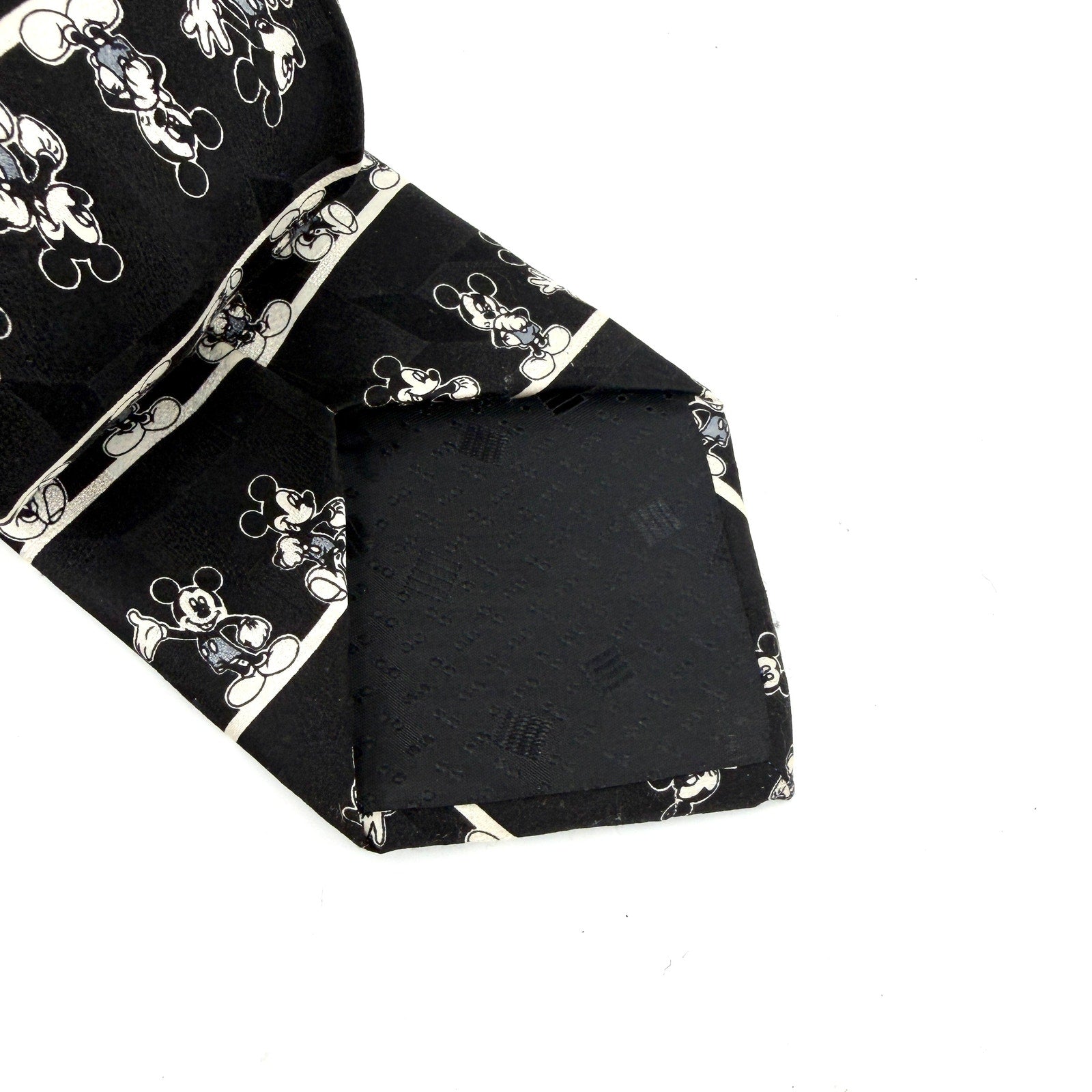 Vintage 90s Mickey Unlimited Black 100% Silk Mickey Mouse Traditional Necktie