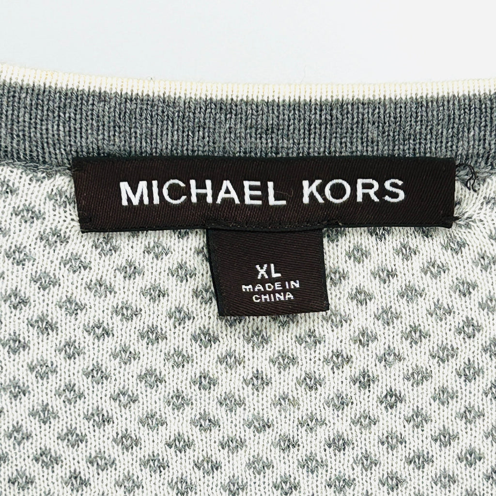 Vintage Y2K Michael Kors Gray White Textured Knit V-Neck Sweater