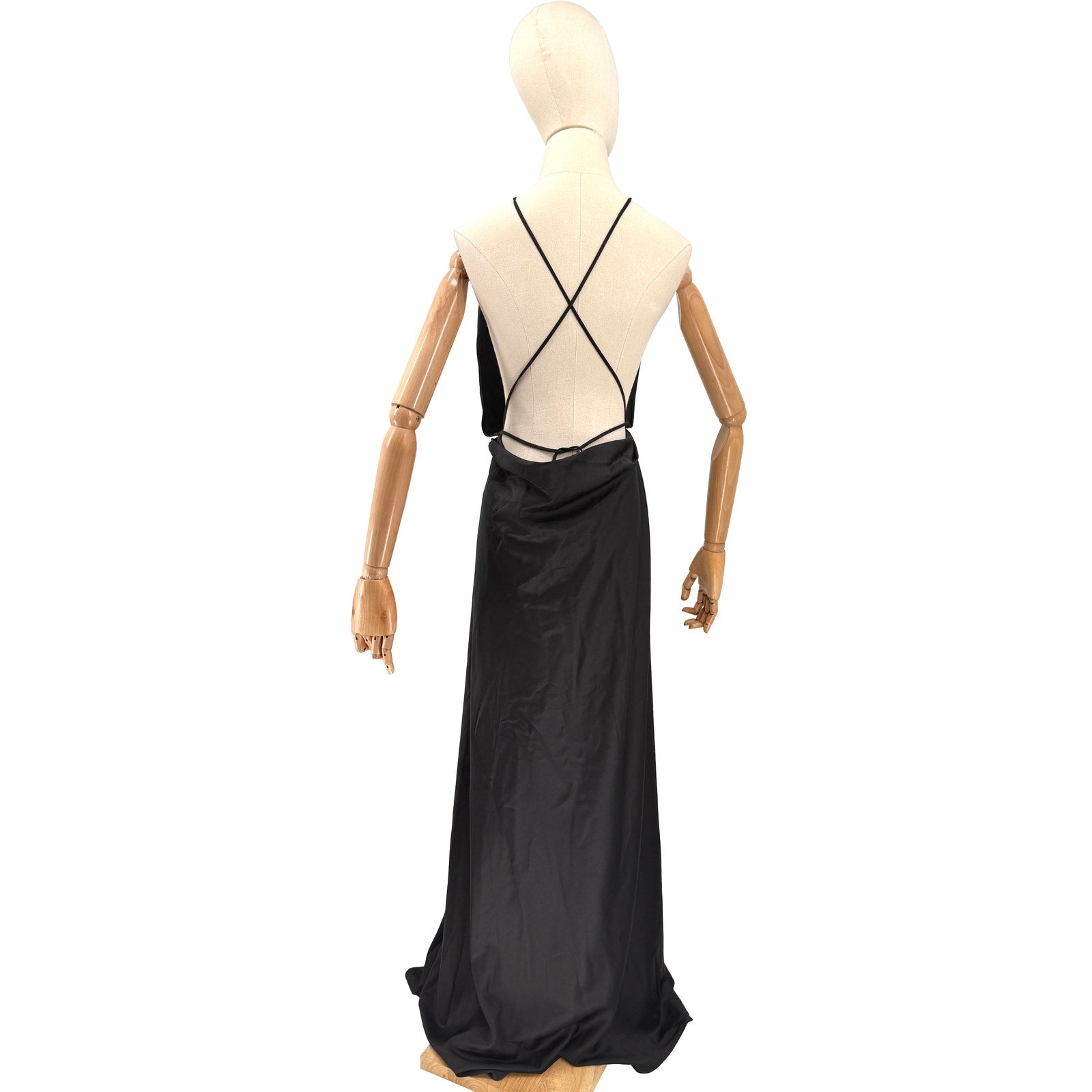 House of CB London Black Halter Neck Sexy Thigh High Slit Maxi Gown