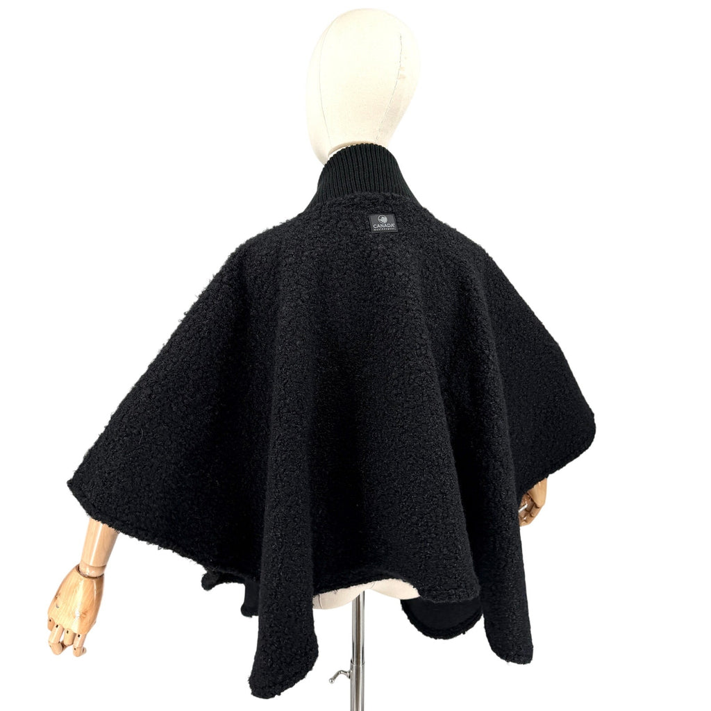 Canada Weather Gear Black Boucle Minimalist Zip Front Collar Cape Jacket