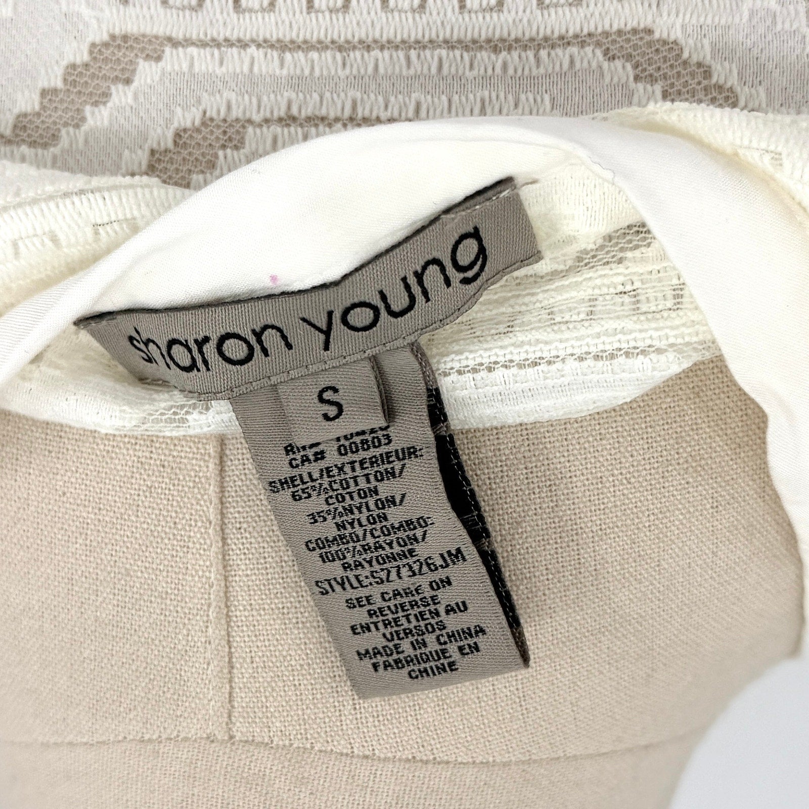 Sharon Young White Lace Geometric Button Front Midi Cover-Up Tunic