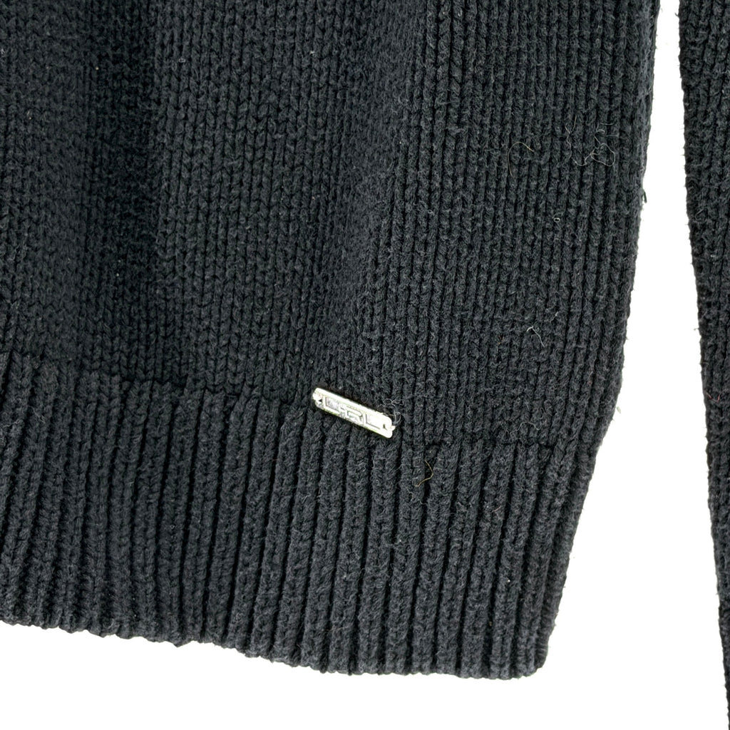 Lauren Active Ralph Lauren Black 100% Cotton Shoulder Zip Elbow Patch Sweater