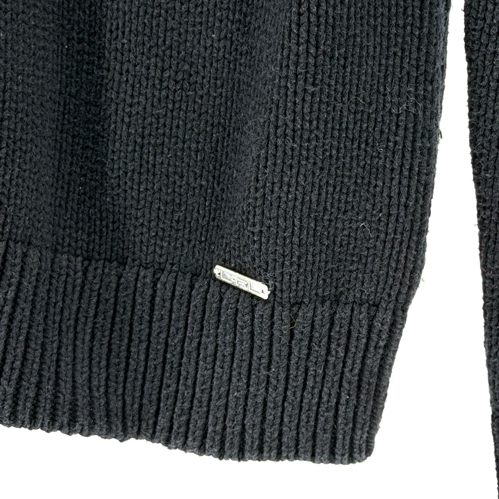 Lauren Active Ralph Lauren Black 100% Cotton Shoulder Zip Elbow Patch Sweater