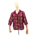 Vintage 90s Purple and Gold Satin Floral Chinese Frog Closure Jacket