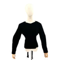 Vintage 80s Stephanie Queller Black Velvet Shoulder Pad Blouse