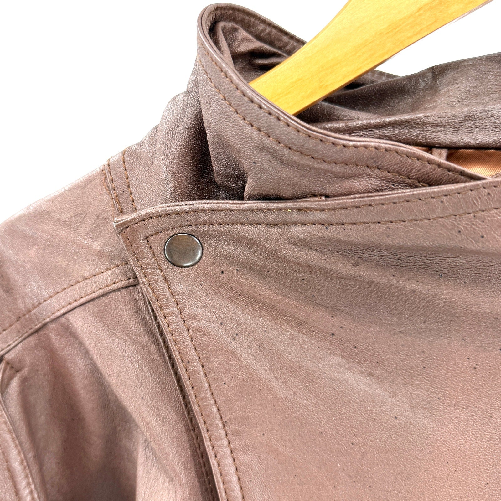 Vintage 80s Fiona Scanskin Brown Genuine Leather Bomber Jacket