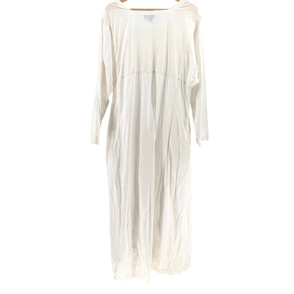 Vintage 90s The J. Peterman Company White Cotton Embroidered Maxi Dress