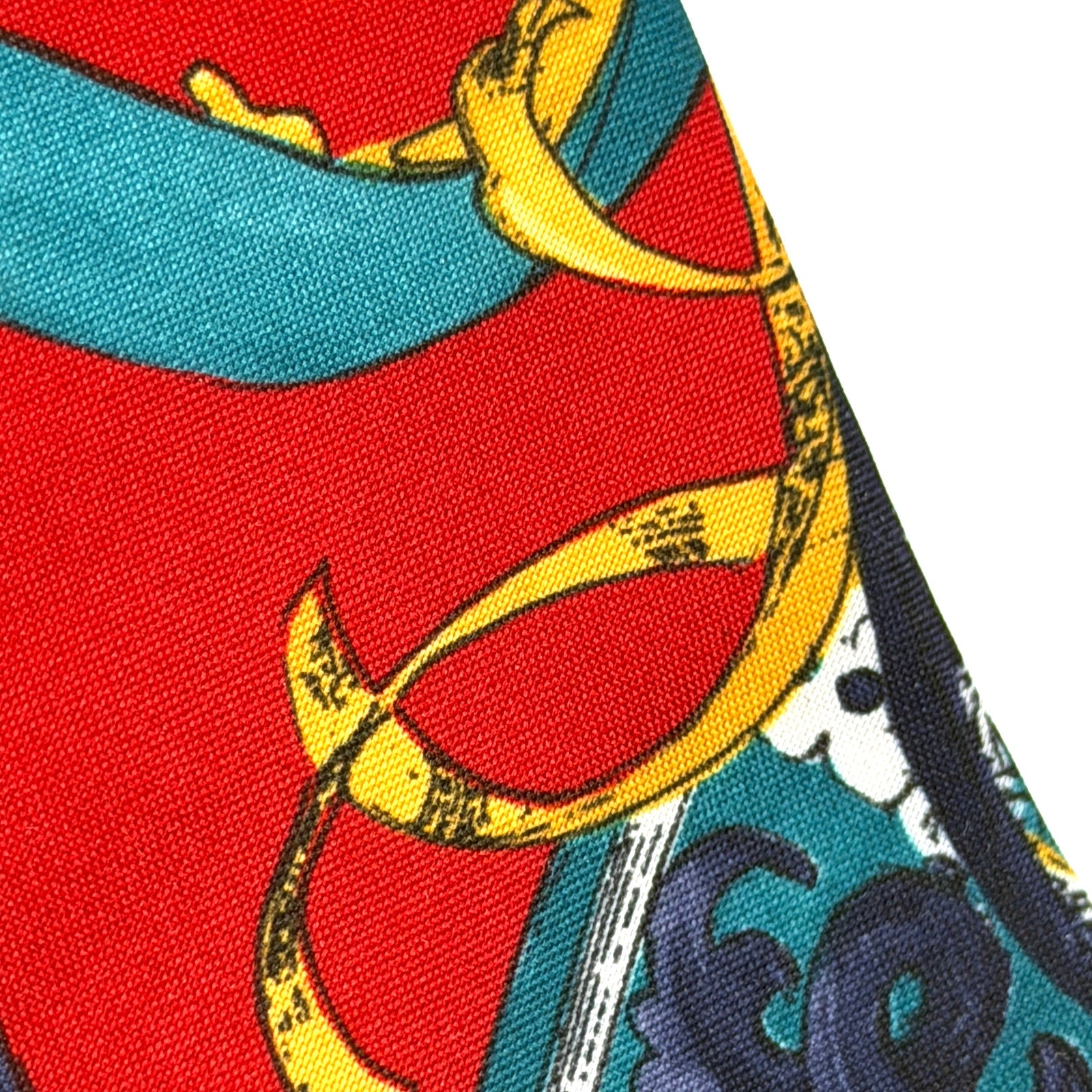 Vintage 90s Italian Handmade Red Baroque Ornate 100% Silk Tie