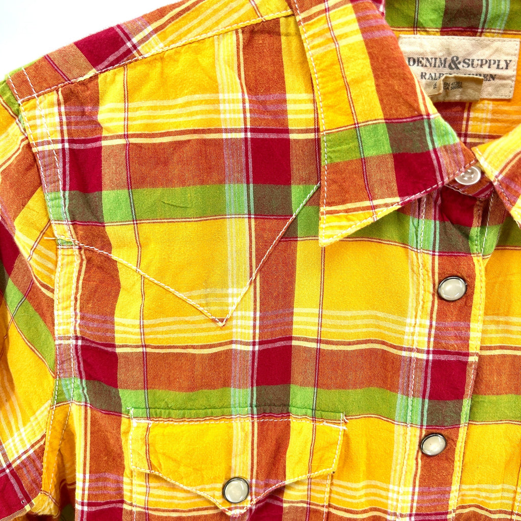 Denim & Supply Ralph Lauren Yellow Plaid 100% Cotton Western Shirt