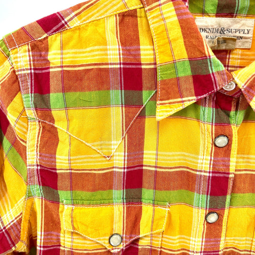 Denim & Supply Ralph Lauren Yellow Plaid 100% Cotton Western Shirt