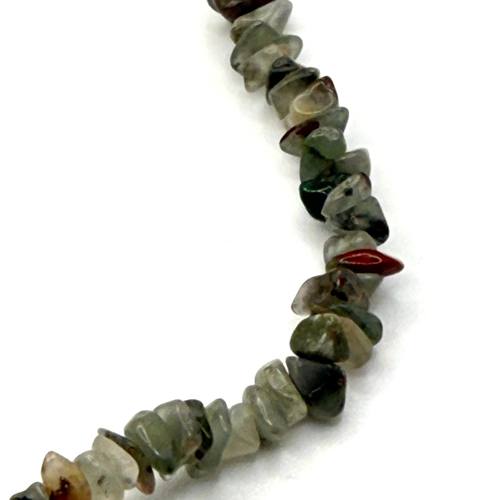 Vintage 90s Fancy Jasper Green Red Gemstone Chip Endless Layering Necklace