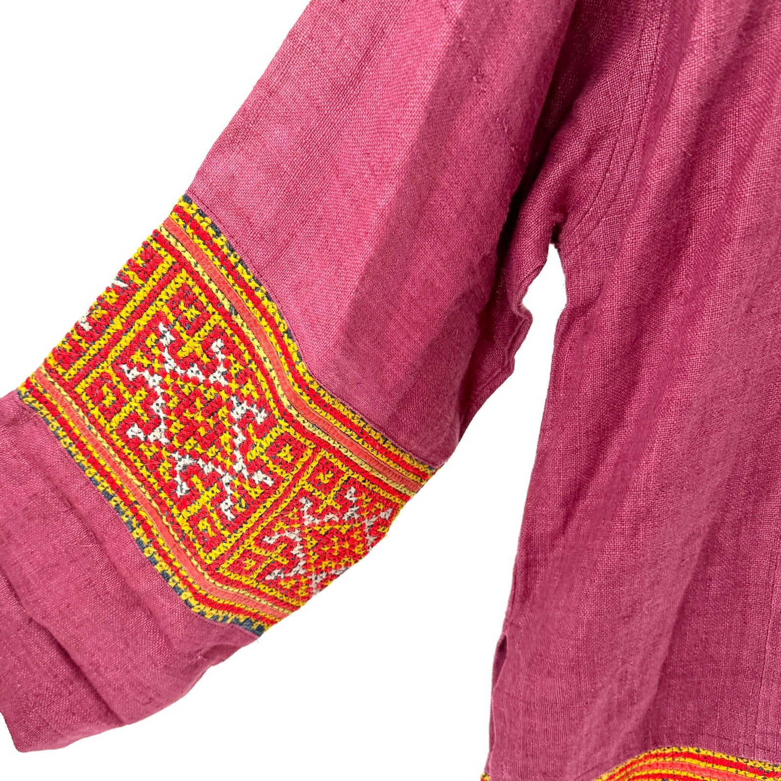 Vintage Y2K Charl Bangkok Wine Heavy Hmong Embroidery Woven Tunic