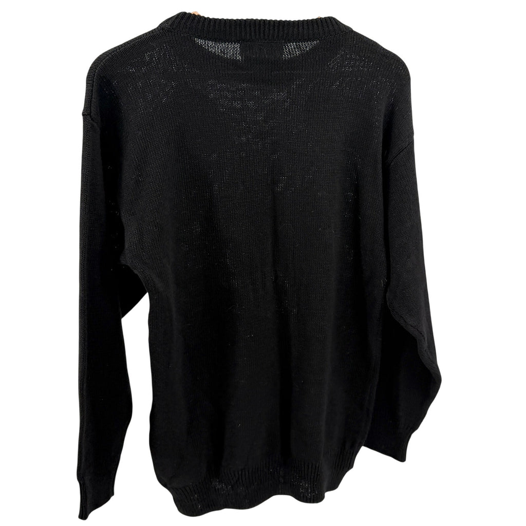 Vintage 90s Instant Black Sequin Playing Cards Casino Novelty Sweater
