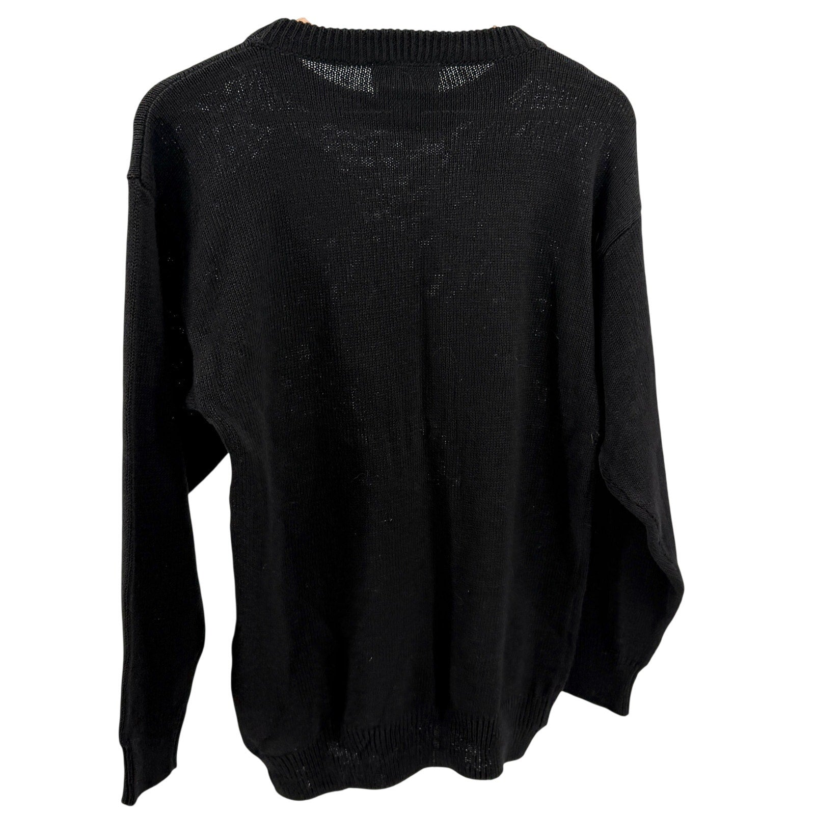 Vintage 90s Instant Black Sequin Playing Cards Casino Novelty Sweater