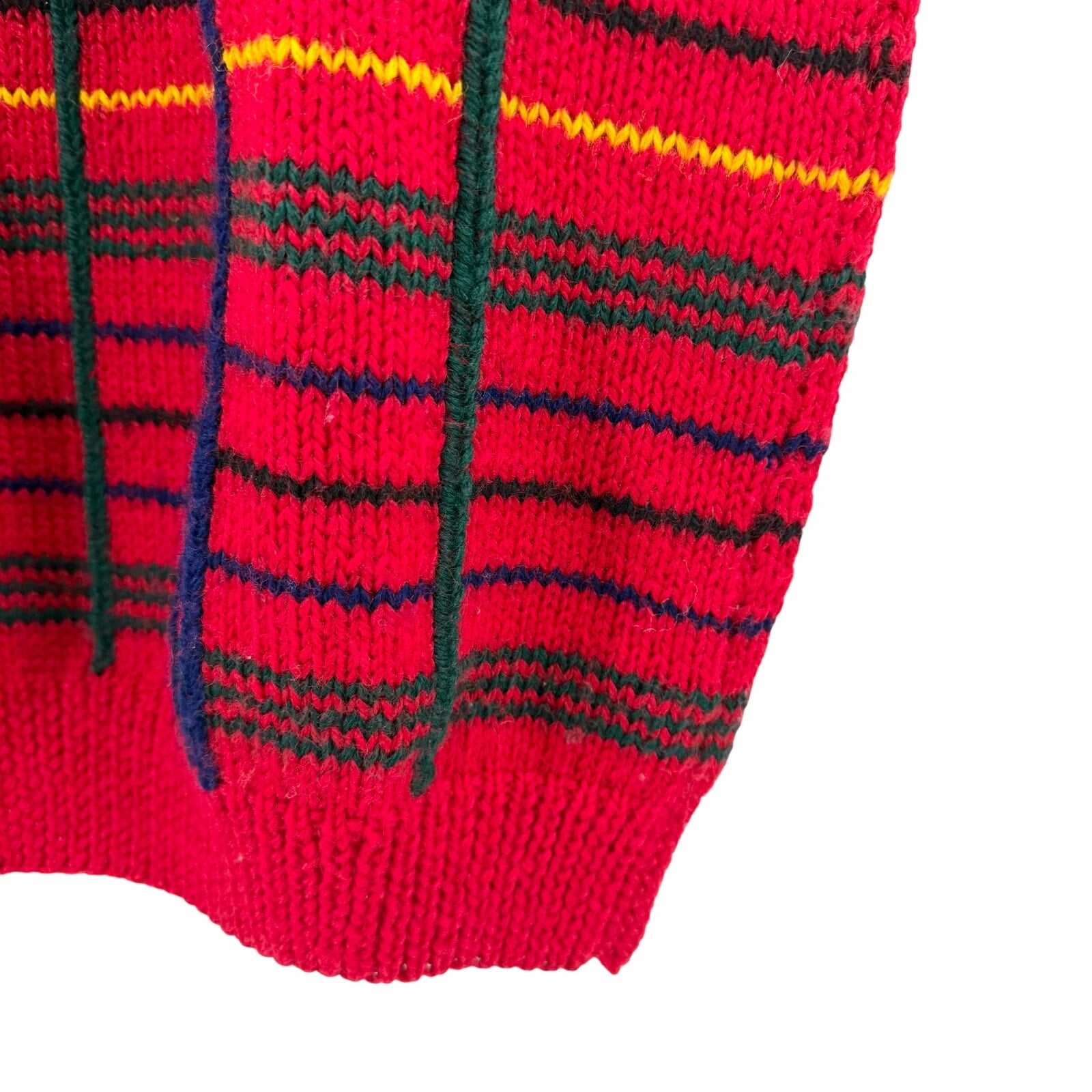 Vintage 80s Allen Solly Red 100% Wool Tartan Preppy V-Neck Sweater Vest