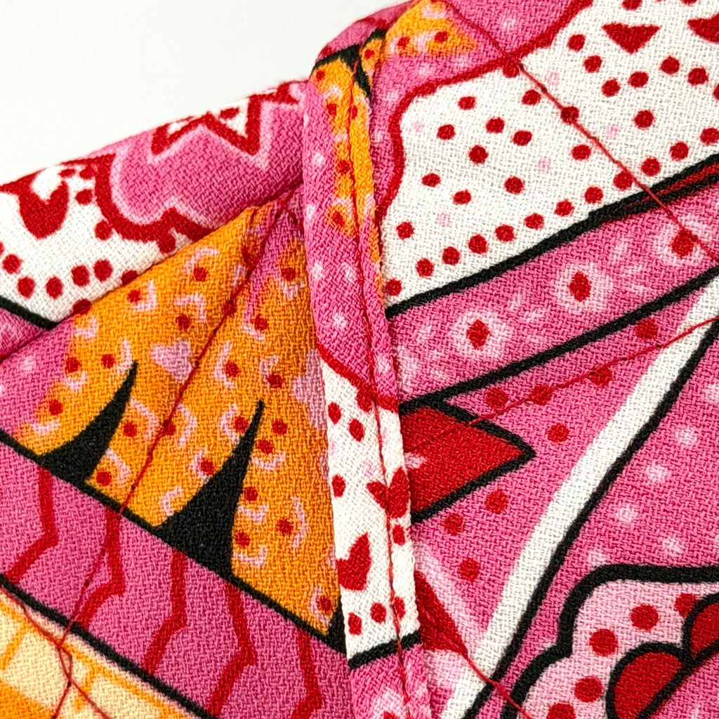 Vintage Y2K Selene Sport Pink Red Paisley Quilted Zip Up Puffer Jacket