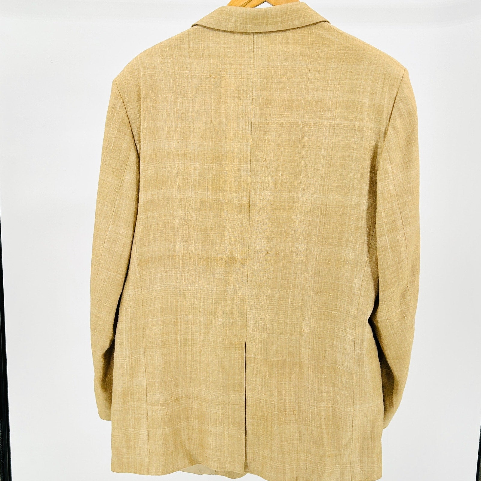 Vintage 90s Arnie 100% Woven Silk Tan Textured Minimalist Casual Menswear Blazer