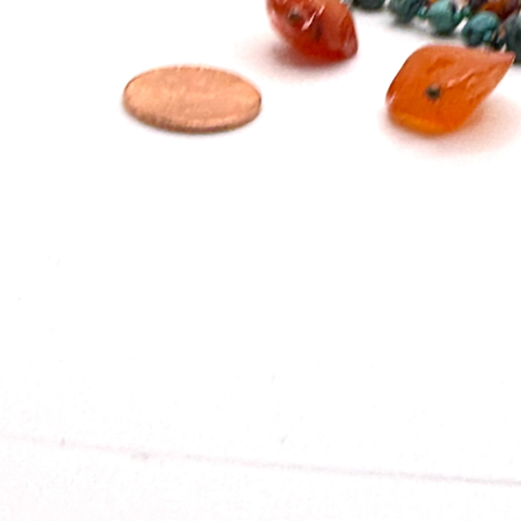 Vintage 90s Turquoise Carnelian Amber Boho Choker Fringe Statement Necklace