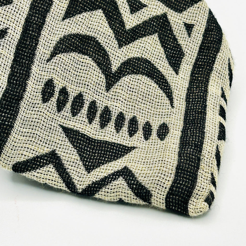 Vintage 90s Prochownick Black Cream Tribal Geometric Abstract Wide Necktie