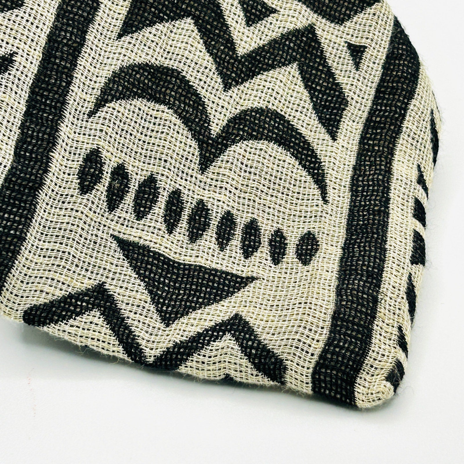 Vintage 90s Prochownick Black Cream Tribal Geometric Abstract Wide Necktie