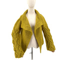 Yellow Chunky Hand Knit Shawl Collar Cardigan