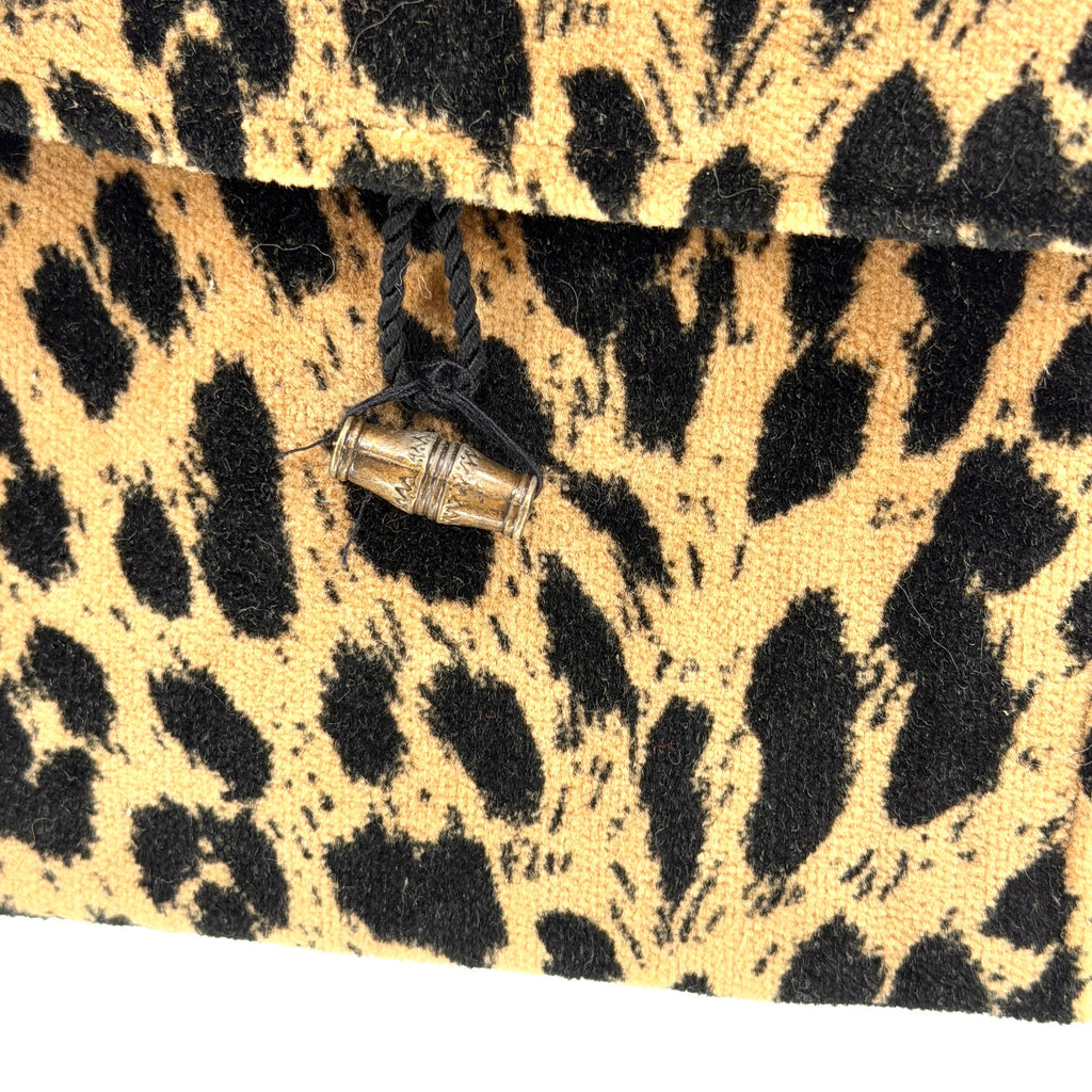 Black Dog Design Velvet Leopard Animal Print Shoulder Envelope Mini Purse