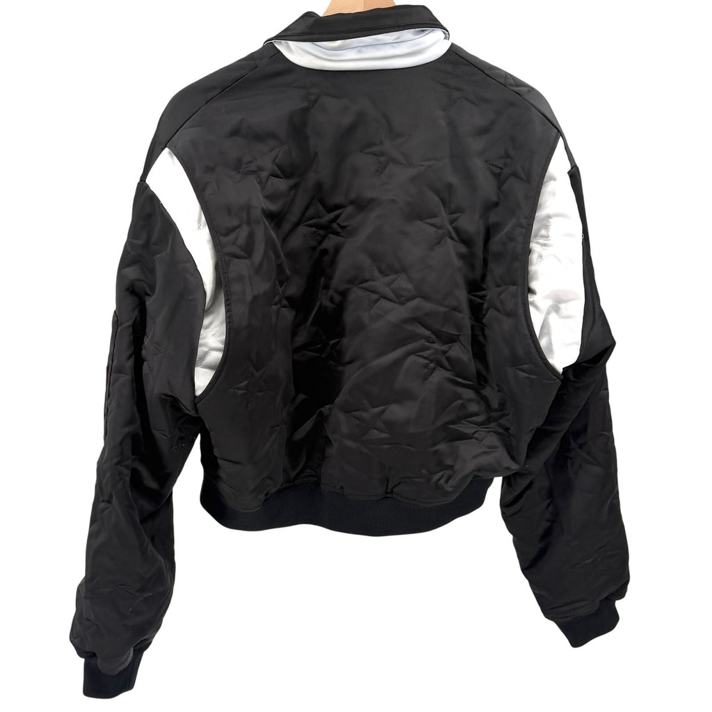 Filles à Papa Black Star Diamond-Stitch Bonzaï Satin Cropped Bomber Jacket