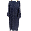 NWT Mac Duggal Navy Blue Sequin Tiered Ruffle Bell Sleeve Formal Cocktail Dress