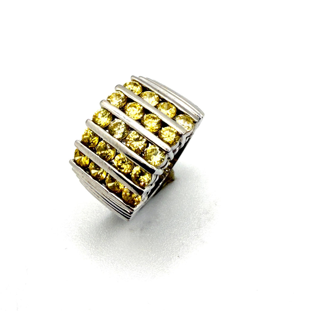 Vintage Y2K Sterling Silver Stamped Yellow Citrine Solitaire Bezel Ring