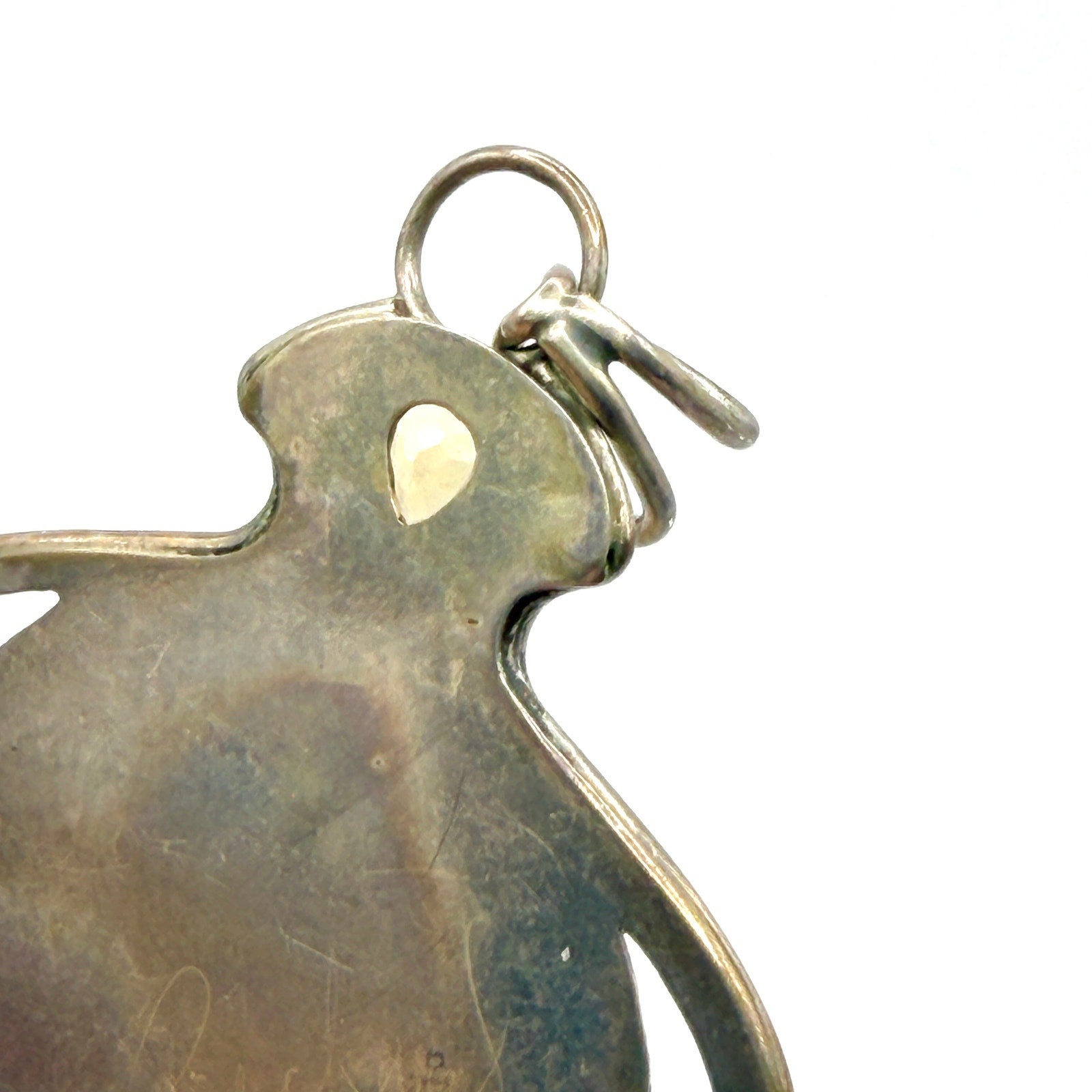 Vintage 90s Spiderweb Jasper Citrine Sterling Silver Boho Statement Pendant